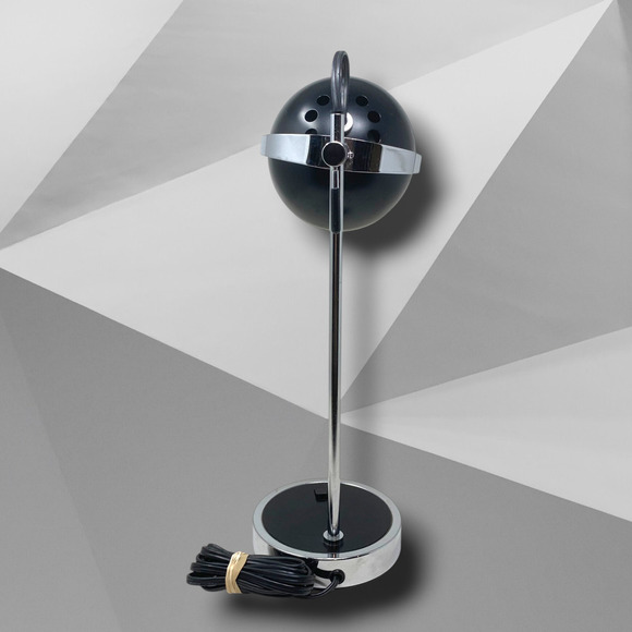 Vintage Hamilton Industries H-7 Eyeball Orb Desk Lamp Light Black Chrome MCM - Picture 4 of 9